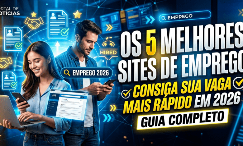 Pessoa pesquisando vagas de emprego online em 2026 usando notebook com sites de recrutamento
