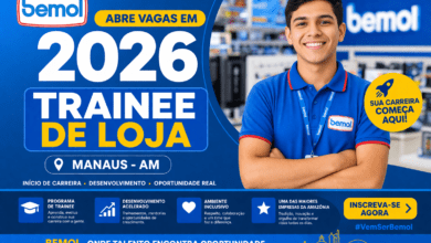 "Fachada de loja da Bemol em Manaus com vagas abertas para trainee 2026"