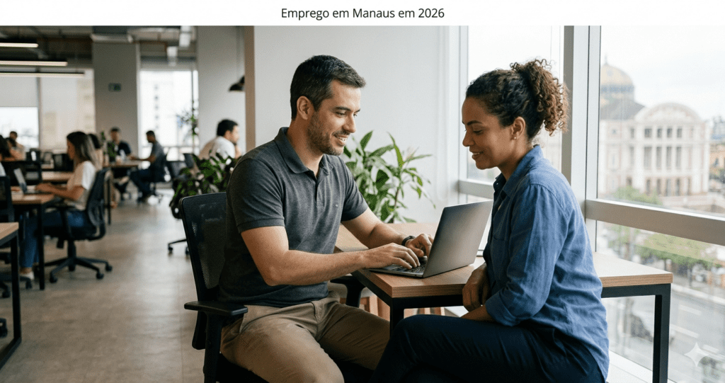 Profissional buscando oportunidades de emprego em Manaus em 2026 utilizando notebook