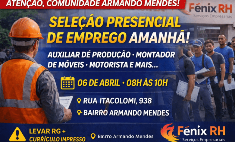 Seleção presencial de emprego em Manaus Fênix RH com vagas para auxiliar de produção e motorista