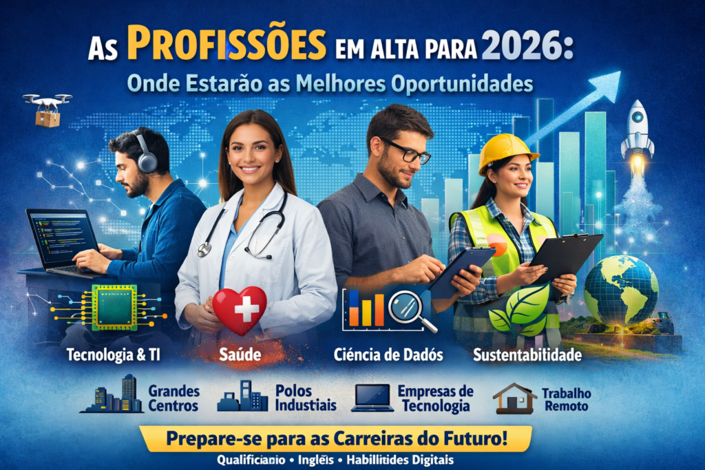 Profissões em alta para 2026 com oportunidades em tecnologia, saúde, dados e sustentabilidade em Manaus